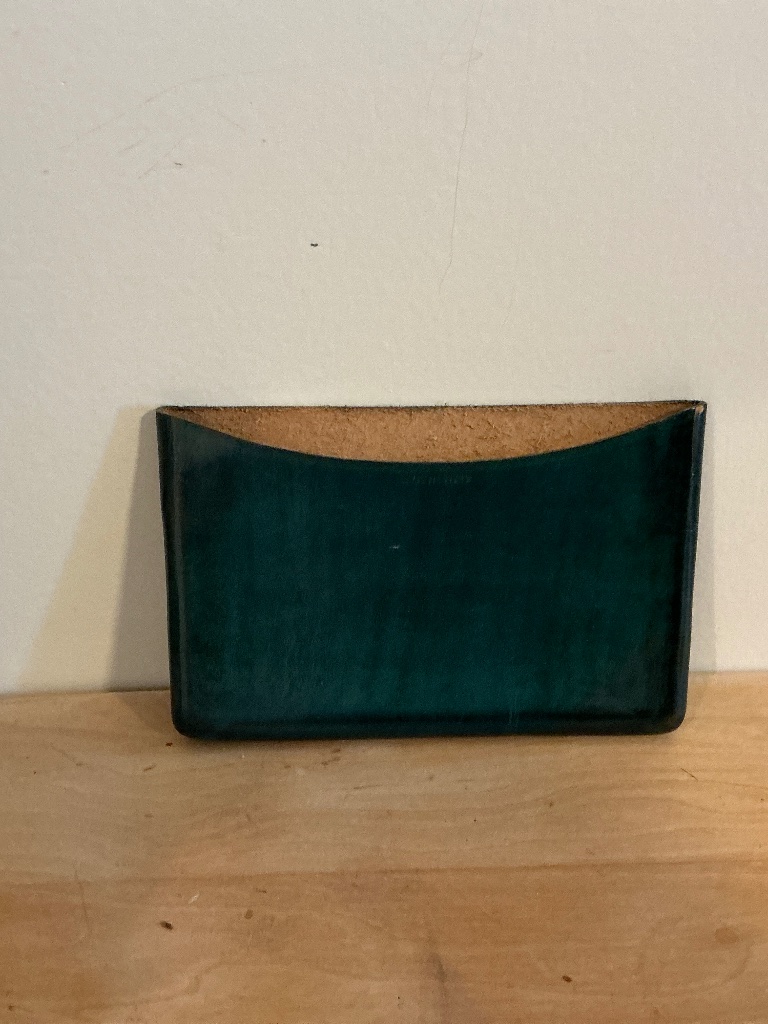 Dark Green CardReceipt Leather Case Italy